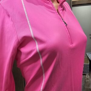 Bogner Women's Zip-Front Athletic Top in Hot Pink